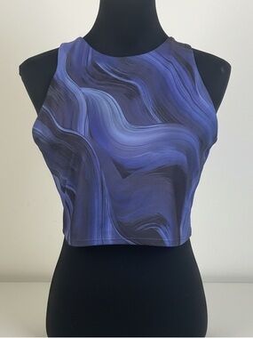 Athleta Women's Purple Marble Print Cropped Tank Top size Xl